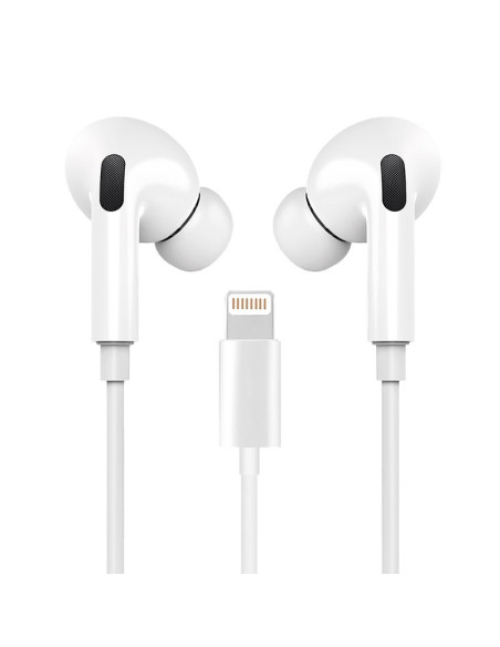 Auriculares blancos COOL estéreo con micrófono para iPhone - Goma intrauditiva (Lightning Bluetooth)