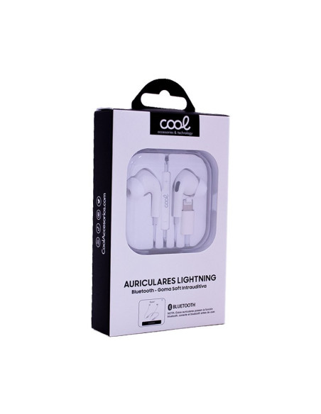 Auriculares blancos COOL estéreo con micrófono para iPhone - Goma intrauditiva (Lightning Bluetooth)
