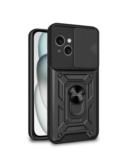 Carcasa reforzada cama TPU iPhone 15 anilla negra