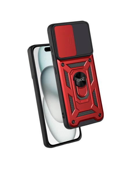 Carcasa reforzada cama TPU iPhone 15 anilla roja