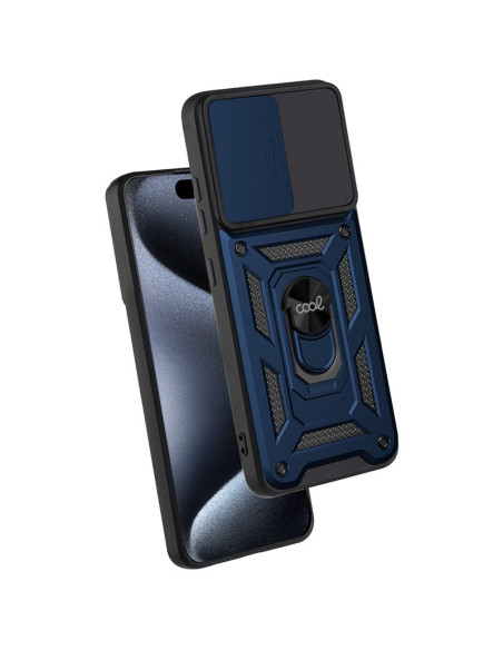 Carcasa reforzada cama TPU iPhone 15 Pro anilla azul marino