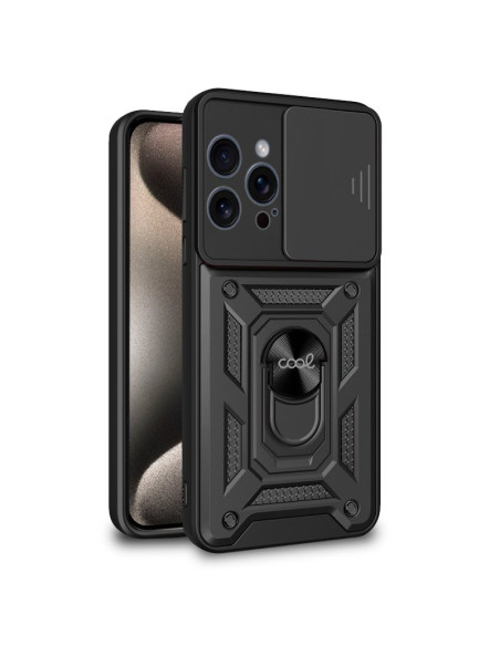 Carcasa reforzada cama TPU iPhone 15 Pro Max anilla negra