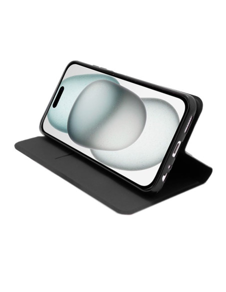 Funda libro soporte TPU iPhone 15 Elegance negra