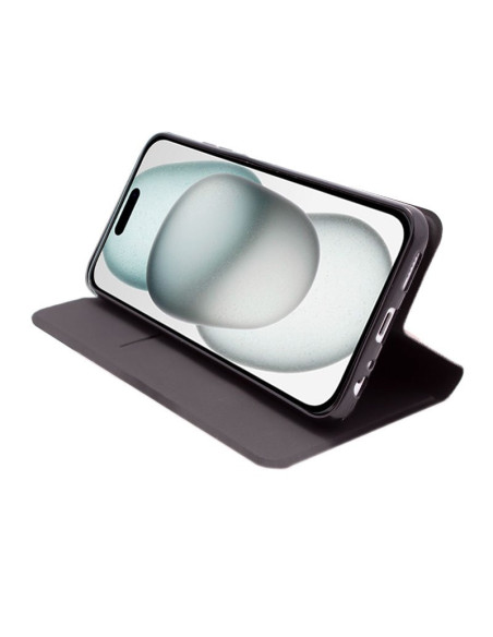 Funda libro soporte TPU iPhone 15 Elegance plata