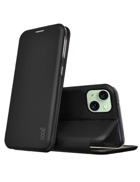 Funda libro soporte TPU iPhone 15 Plus Elegance negra