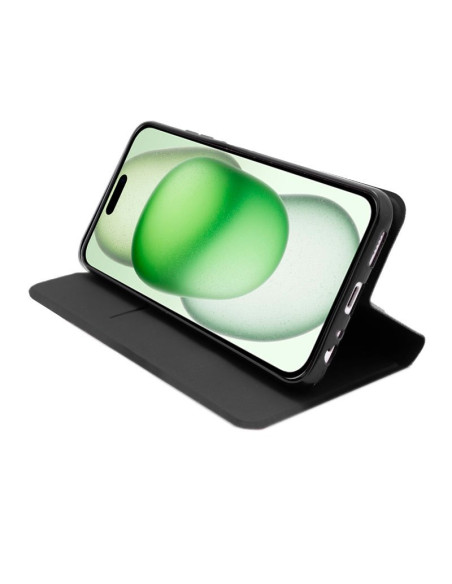 Funda libro soporte TPU iPhone 15 Plus Elegance negra