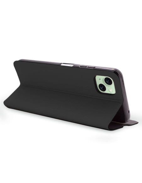 Funda libro soporte TPU iPhone 15 Plus Elegance negra