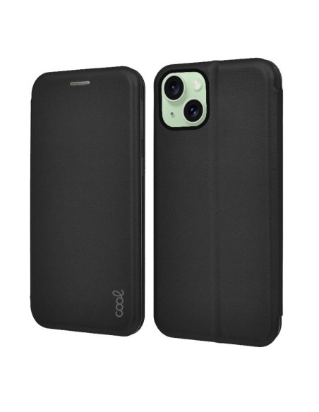 Funda libro soporte TPU iPhone 15 Plus Elegance negra