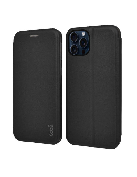 Funda libro soporte TPU iPhone 15 Pro Elegance negra