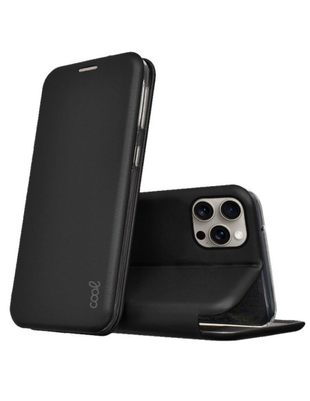 Funda libro soporte TPU iPhone 15 Pro Max Elegance negra