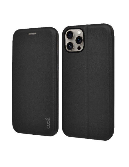 Funda libro soporte TPU iPhone 15 Pro Max Elegance negra