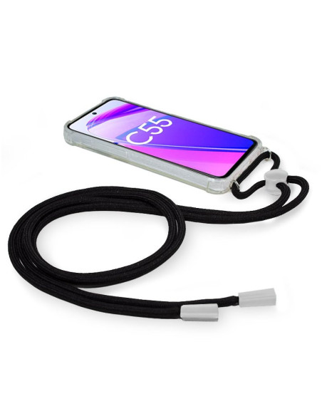 Carcasa TPU transparente Realme C55 cordón negro