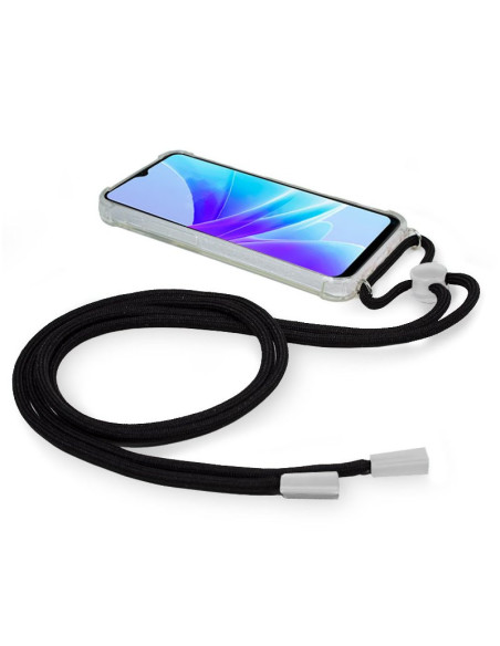 Carcasa TPU transparente Oppo A57s / A77 5G / Realme Narzo 50 5G cordón negro