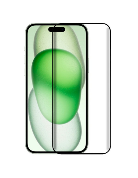 Protector vidrio templado iPhone 15 Plus / 16 Plus / 14 Pro Max negro (Pegado total 3D)