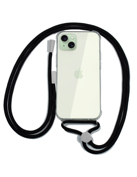 Carcasa TPU transparente iPhone 15 Plus cordón negro