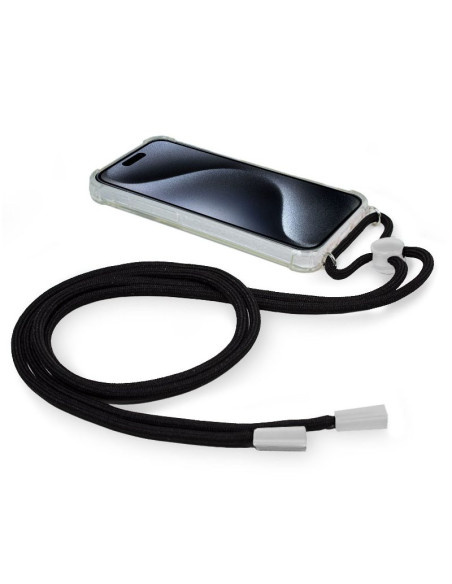 Carcasa TPU transparente iPhone 15 Pro cordón negro