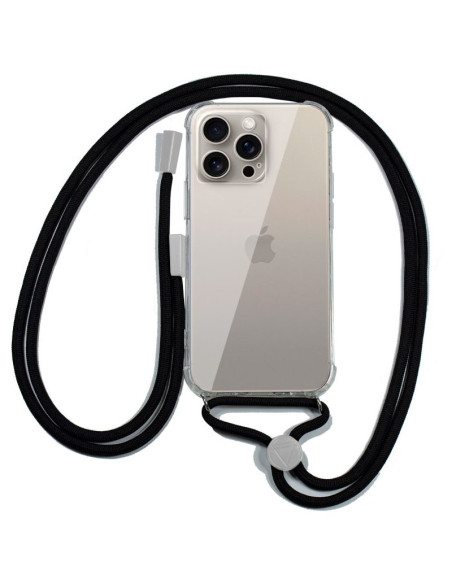 Carcasa TPU transparente iPhone 15 Pro Max cordón negro