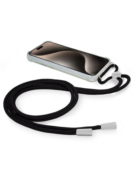 Carcasa TPU transparente iPhone 15 Pro Max cordón negro