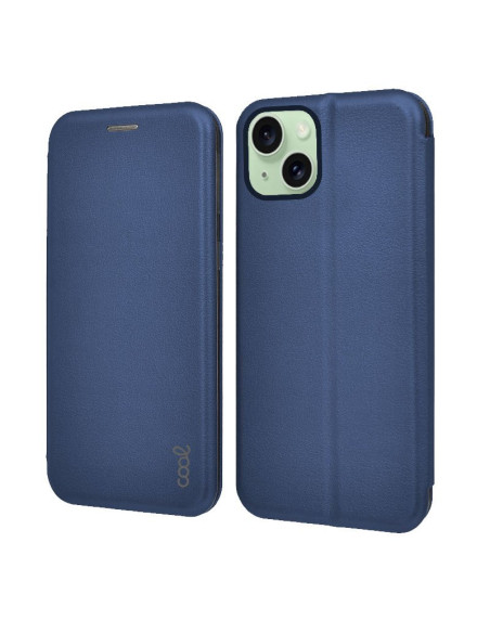 Funda libro soporte TPU iPhone 15 Plus Elegance azul marino