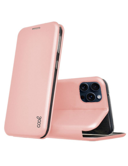 Funda libro soporte TPU iPhone 15 Pro Elegance rosa cobre