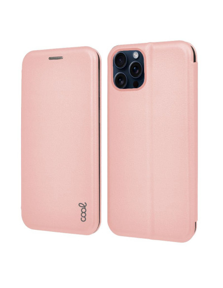 Funda libro soporte TPU iPhone 15 Pro Elegance rosa cobre
