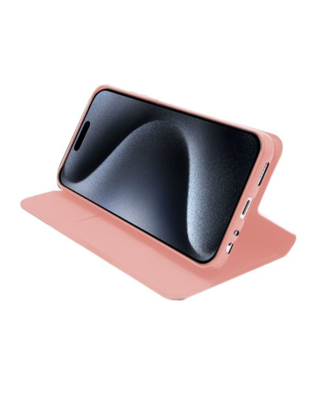 Funda libro soporte TPU iPhone 15 Pro Elegance rosa cobre
