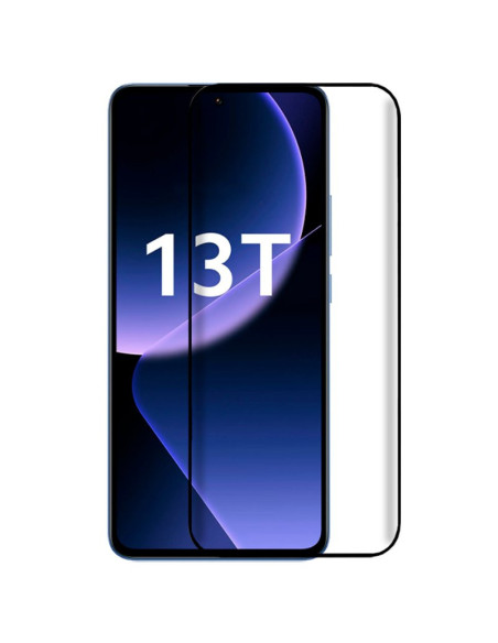Protector pantalla vidrio templado Xiaomi 12T Pro / 13T / 13T Pro negro (Pegado total 3D)