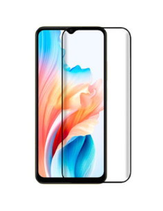Protector pantalla vidrio templado Oppo A17 / A18 / A38 negro (Pegado total 3D)