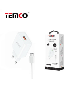 Cargador de red USB 18W + cable tipo C universal 3 A juego 2 en 1 blanco