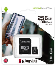 Tarjeta memoria microSD con adaptador 256 GB Kingston (Clase 10)