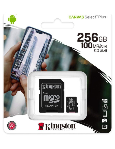 Tarjeta memoria microSD con adaptador 256 GB Kingston (Clase 10)