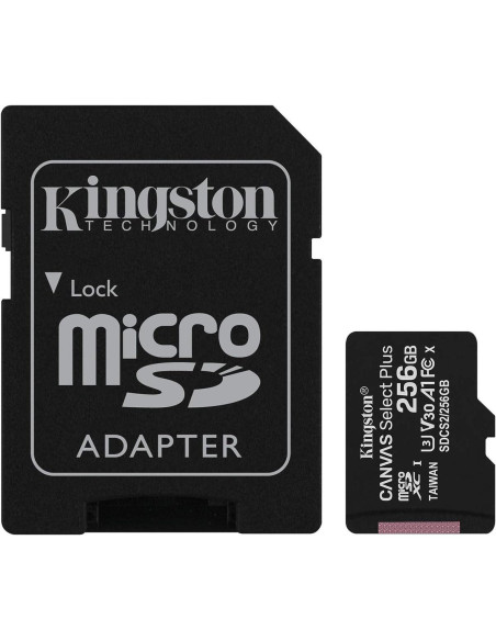Tarjeta memoria microSD con adaptador 256 GB Kingston (Clase 10)