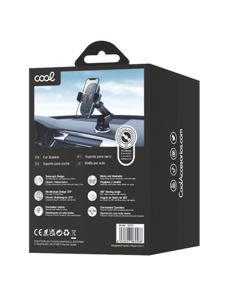 Soporte ventosa universal móvil para coche Cool One Click negro