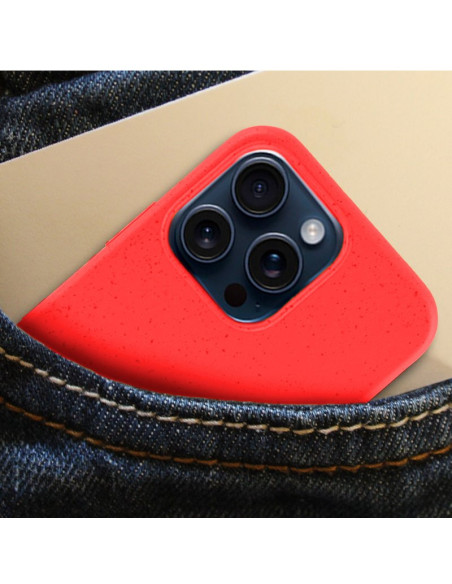 Carcasa biodegradable iPhone 15 Pro PBAT ecológico roja