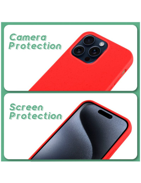 Carcasa biodegradable iPhone 15 Pro PBAT ecológico roja