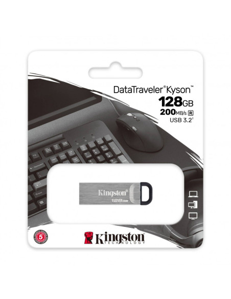 Pendrive 128 GB USB 3.2 DataTraveler Kyson llavero metálico