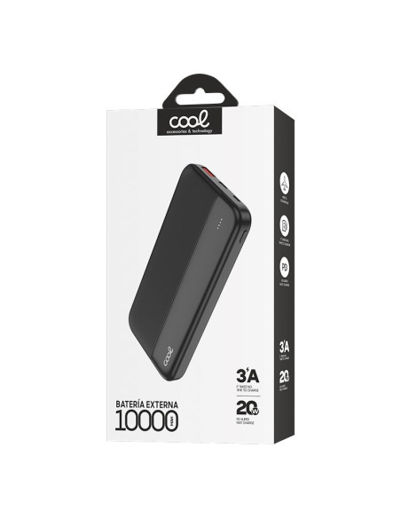 Batería externa universal Power Bank 10.000 mAh COOL (3A / 20W PD) negra