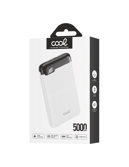 Batería externa con pantalla Power Bank 5000 mAh COOL Display 10W blanca