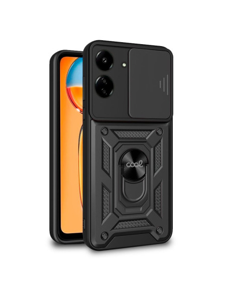 Carcasa reforzada cama TPU Xiaomi Redmi 13C / Poco C65 anilla negra