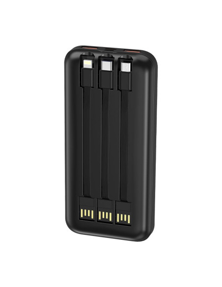 Batería externa universal Power Bank 10.000 mAh carga rápida 22.5W (3 cables) negra