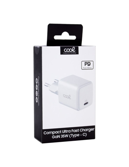 Cargador red universal ultra rápido (PD) toma tipo C COOL (35W) blanco