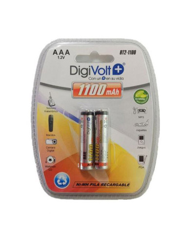 Paquete 2 pilas recargables AAA 1,2V 1100 mAh