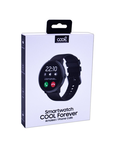 Smartwatch COOL Forever pantalla AMOLED silicona negro (Llamadas, salud, deporte)