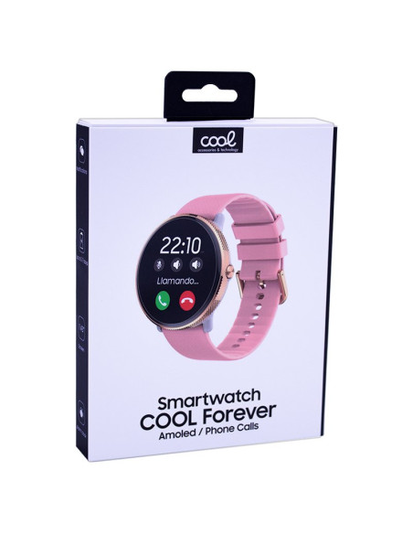 Smartwatch COOL Forever pantalla AMOLED silicona rosa (Llamadas, salud, deporte)