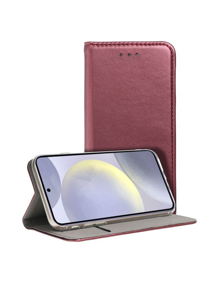 Funda libro soporte TPU Samsung S921 Galaxy S24 roja burdeos