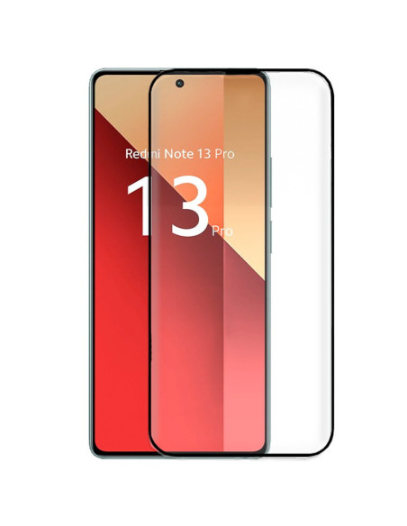 Protector pantalla vidrio templado Xiaomi Redmi Note 13 Pro / Note 13 Pro 5G negro (Pegado total 3D)