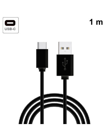 Cable USB a tipo C original TCL compatible universal negro (1 metro) suelto (bulk)