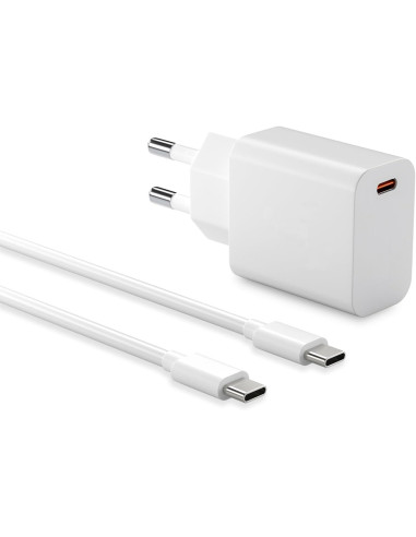 Cargador red original TCL toma tipo C PD + cable doble tipo C 1 metro (27W) blanco suelto (bulk)