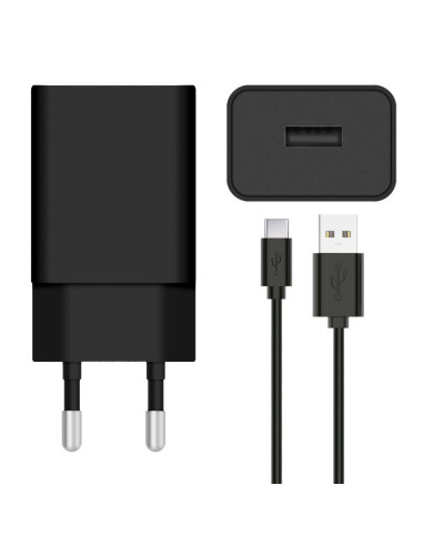 Cargador red original TCL USB + cable USB a tipo C 0,8 metros (18W) negro suelto (bulk)