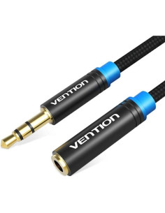 Cable alargador audio Jack 3,5 mm macho a Jack 3,5 mm hembra conectores dorados (5 metros)